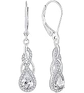 YL Women's Solitaire Dangle Drop 925 Sterling Silver Birthstone Jewelry
| YL Women's 925 Sterling Silver Round Leverbac