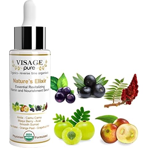 Visage Pure Nature's Elixir - Skin Revitalizing Vitamin and Nourishment Face Serum - Clarifies, Brightens, and Revitalizes the Skin - USDA Organic - Physician Formulated - Research Supported Cover