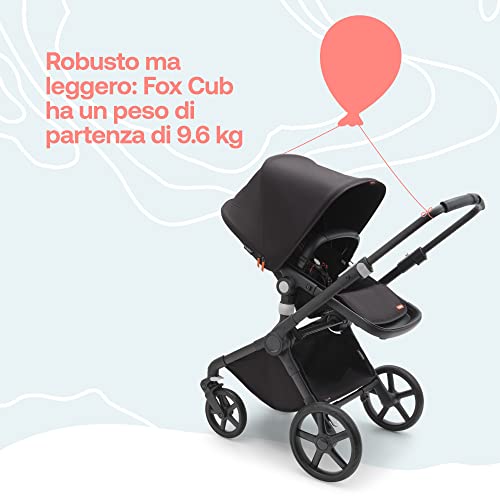 Bugaboo Fox Cub, Passeggino Multi-Terreno Leggero E Resistente, Design Robusto E Cappottina Extra-Large, Sistema Di Chiusura In Un Unico Pezzo Che Resta In Piedi, Midnight Black - 8