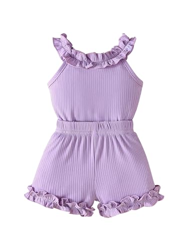 Image of EVERGIFTKIDS Newborn Baby Girl Clothes Summer Outfits Mullein Lace Sleeveless Top and Shorts Set Perfect Gifts for Baby Girls