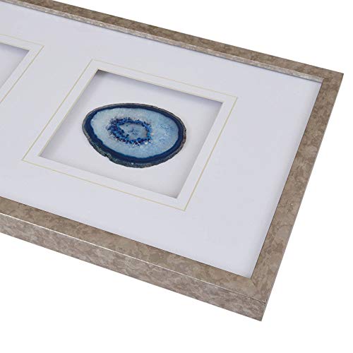Madison Park Genuine Agate Wall Art Living Room Décor - Glass Framed 4 Inch Real Geode Stone Modern Lifestyle Entry Way Decoration, Ready to Hang Panel for Bedroom, 34"W x 13"H x 1.25"D, Blue - Image 2