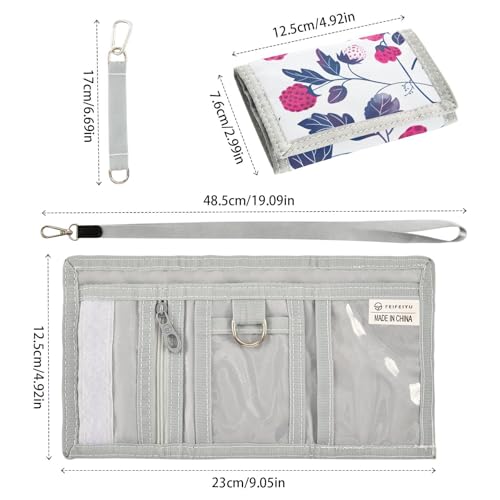 Raspberry Durable Nylon Fabric Wallet for Boys and Girls - Multi-Functional with 2 Clear Pockets, Zipper Coin Compartment, 3 Card Slots & Keyring3