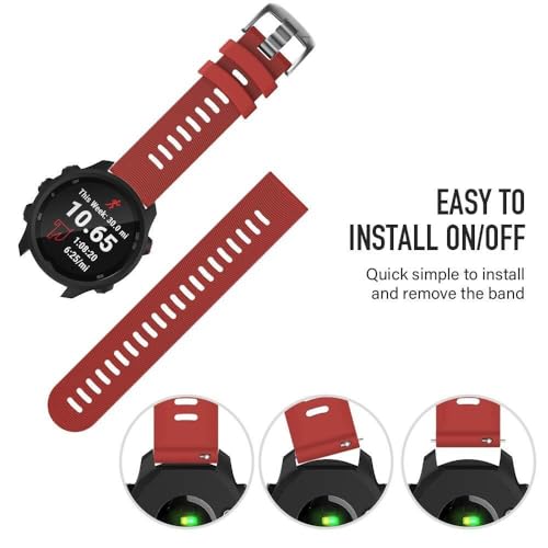 Bracelet de rechange 20mm noir et rouge pour Garmin Forerunner 245 et Galaxy Watch 5