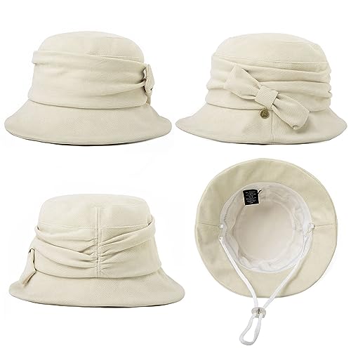 Womens 1920 Vintage Fedora Bowler Cloche Bucket Church Derby Party Hat Fall Winter Floppy Ladies White Medium