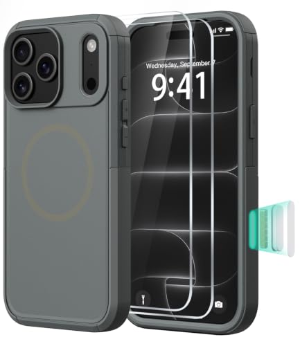 Diverbox iPhone 18 Pro �P�[�X & iPhone 17 Pro �P�[�X �X�y�[�X�O���[ | MagSafe�Ή��A�~���^���[�O���[�h�̗����ی�A�ϏՌ��A�X�N���[���v���e�N�^�[�A���ϋv�ی�d�b�J�o�[�t���B