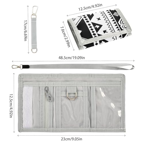 Bolaz The Trifold Camouflage Wallets-Black White Geometric Abstract Pattern,Customized Coin Case Lightweight Card Pocket Money Organizer3