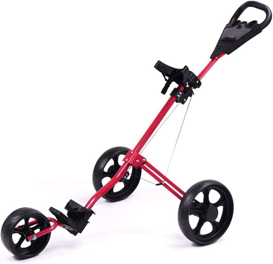 Golf Push Cart Golf Trolley 3-Wheel Foldable Rotatable Front Wheel Folding Storage with Kettle Stand Scoreboard Golf Caddy
