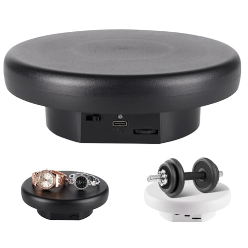Image of 360 Electric Rotating Platform with Type-C Cable, 6.3in / 15lb Motorized Rotating Display for Jewelry Photography Products Live Show Video shoot, Mushroom Rotating Stand for 3D Model Cake Black