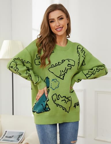 Arssm Dinosaur Sweater Women y2k Vintage Oversized Graphic Streetwear Knit Sweater Casual Cute Kawaii Tops4