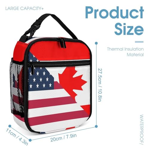 U.S. And Canada Flag Cute Backpacks Set Lightweight Lunch Bag Aesthetic Pencil Cases for Travel Work4