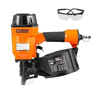VEVOR Pneumatic Roller Nailer, 45-70mm, Pneumatic Coil Nailer 15°, MCN70, 70-120 PSI, Nail Head Φ5.5 - Φ7 mm, Nail Gun for Pallets, Crates, Frames, Cladding, Fences