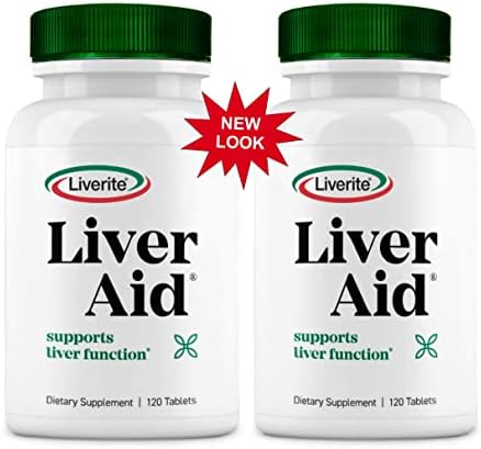 LIVERITE LIVER AID 2-Pack 120 Tablets (Total 240ct) Liver Support, Liver Cleanse, Liver Care, Liver Function, Energy.