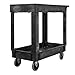 Rubbermaid Commercial Products 2-Shelf Utility/Service Cart, Small, Lipped Shelves, Standard Handle, 500 lbs. Capacity, for Warehouse/Garage/Cleaning/Manufacturing (FG9T6600BLA)