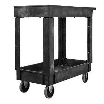 Rubbermaid Commercial 2-Shelf Utility Cart with Wheels, 300-Pound Capacity, Black