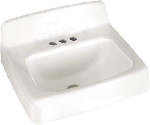 American Standard 4869.004.020 Regalyn - Fregadero de pared de hierro fundido esmaltado con espacio para grifo de 4 pulgadas, color blanco