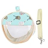 Tragbare Hamstertasche-Hamster Transparente Tasche Vogel Eichhörnchen Golden Hamster Igel Outdoor Travel Sichtbare tragbare Träger(Rosa Erdbeere)