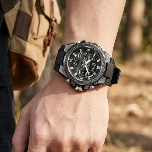 Image of V2A Styrke 5120 Analog Digital Watch for Men | Hybrid Multi Display Dial | Alarm Stopwatch Day Date 12 /24 Hr | TPU Strap | 30M Water Resistant | Gift for Mens