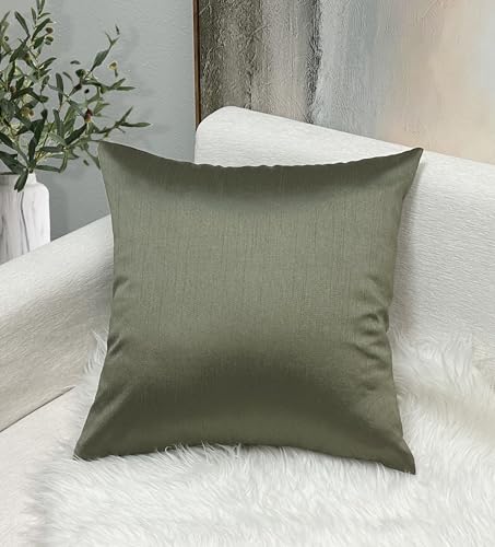 Aiking Home Solid Faux Silk Euro Sham/Pillow Cover, Zipper Closure, 26 by 26 Inches, Sage