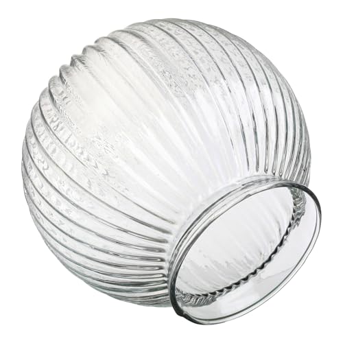 Image of Yosoan 1-Light Striped Round Glass Replacement Shade Lamp, Clear Globe Lampshade 1 Bulb for Wall Sconce Hanging Pendant Light Ceiling Light for Living Room Kitchen Bedroom Bedside Hallway Stairwell