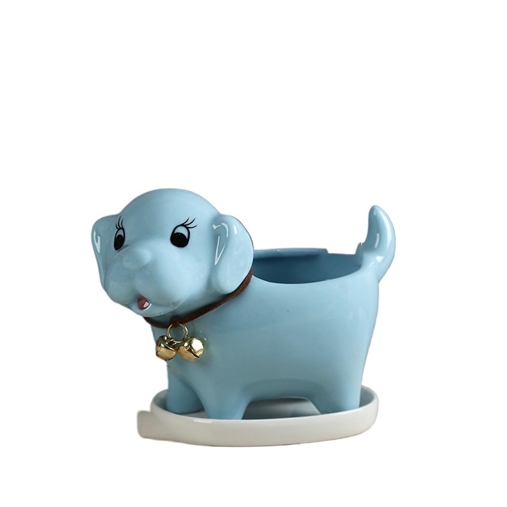 GELASIGE Flower Pots European Simple Puppy Succulent Flowerpot, Ceramic Flowerpot, Creative Desktop Plant Container, Home Decoration Ornaments Outdoor Flower Pots(B)