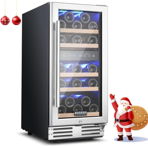 BODEGA - BODEGACOOLER 15 Inch Dual Zone Wine Cooler,Wine Fridge with Double-Layer Glass Door,30 Bottles Wine Cooler Refrigerator with Digital Temperature Control and Temperature Memory for Home Bar