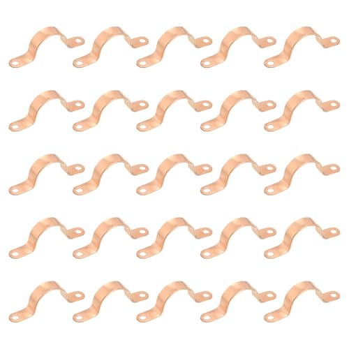 PATIKIL 3/4" Copper Pipe Clamp, 25 Pcs, Wall Mount, Two Holes, Anti-Corrosion, High-Temperature Resistance