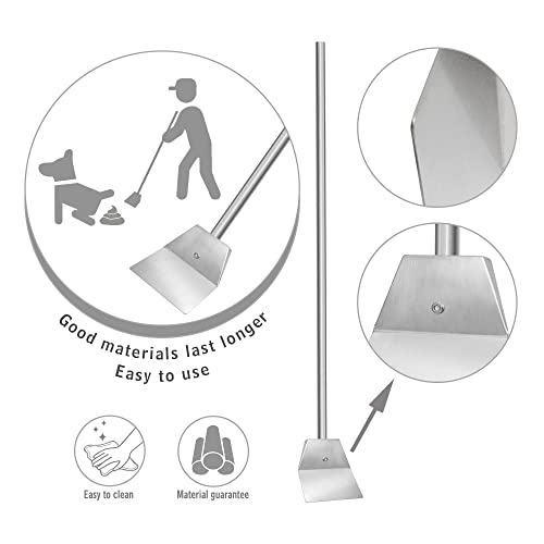 Image of Heavy Duty Stainless Steel Pooper Scoopers Set,33.4 '' Dustpan and Spade Poop Scoop Set for Indoor Outdoor Cleaning Easy Wash,Extremely Durable Upright Standing Garbage Shovel for Pet