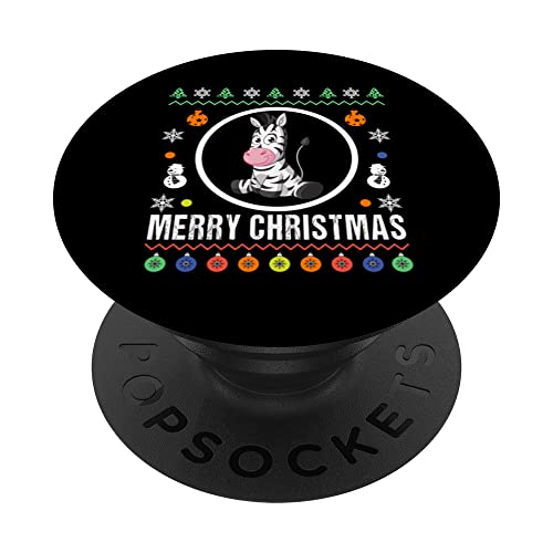 Merry Christmas Zebra Ugly Sweater Xmas Knit PopSockets Swappable PopGrip