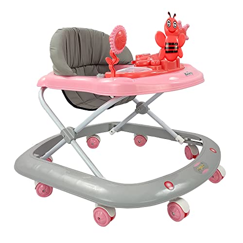 Dash Butterfly Baby Walker with 3 Position Adjustable Height Music & Light, Foldable Activity Walker, Baby 6-18 Months boy, Walker for Kids (Capacity 20kg | Pink)
