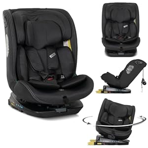 Lorelli Kindersitz drehbar 360 Grad i-Size 40-150cm mit Isofix, Mitwachsender Baby Autositz Rodeo, Gruppe 0+/1/2/3, 0-12 Jahre, 0-36 kg, Auto Babysitz ab Geburt, 5-Punkt-Gurt, Schwarz