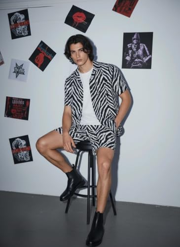 Image of DHRUVI TRENDZ Men Rayon Printed Co-Ord Set | Cord Set | Night Suit | T-Shirt and Shorts Set | Night Dress | Pyjama Set