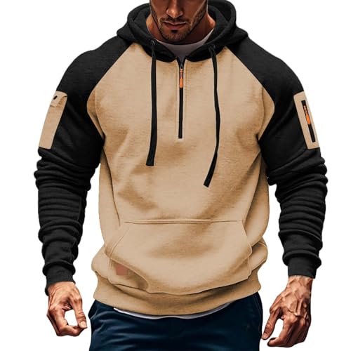 Sudadera con capucha corta para hombre en color kaki talla L 2