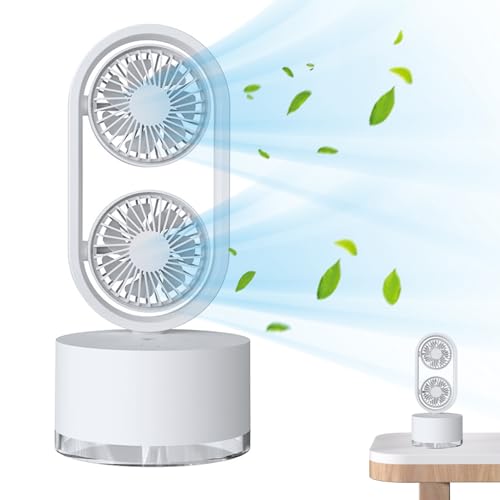 Ventilador de la mesa de la torre de escritorio ventilador de mesa oscilante con mistad 30dB USB personal con ventiladores duales de 3 velocidades portátiles con luz nocturna para el mini escritorio