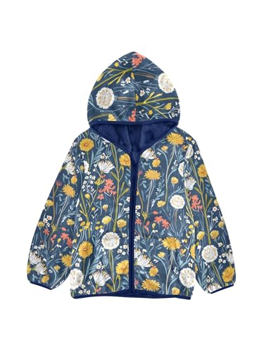 Countryside Wildflowers Girls Fleece Jacket Girls Fall Jacket Boys Coats Zip Up Hoodie Children Outerwear 2-10T