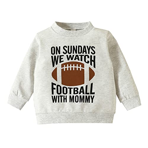 Toddler Kid Girl Boy On Sunday We Watch Football with Mommy/Daddy Sweatshirt Oversized Sweater Fall (GY1, 3-4 Years)