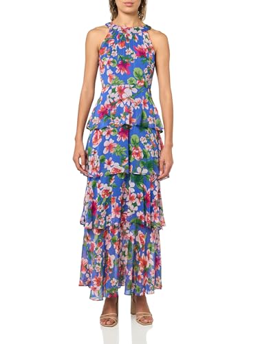 Image of Tommy Hilfiger Women's Sleeveless Halter Neck Tiered Skirt Maxi Dress