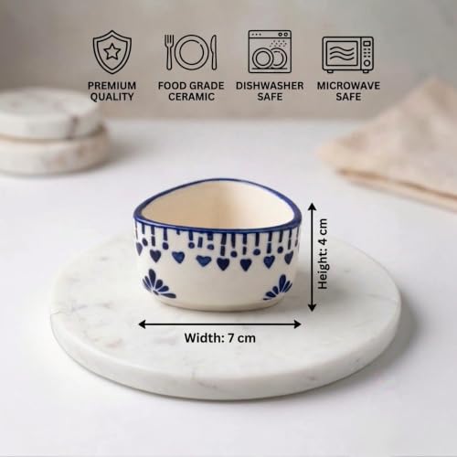 Image of U & U UNIQUE UTILITIES Ceramic Dip Bowl Set of 4 | Mini Chutney & Sauce Bowls | Small Serving Bowls for Ketchup, Pickles, Chutney | Microwave & Dishwasher Safe (White)