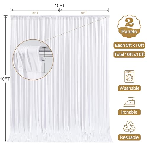 White Backdrop Curtain 10x10ft - Wrinkle Free Polyester Photo Curtain Backdrop Wedding Back Drop Fabric Drapes for Party Decorations Background for Photography by Wish Care - Image 6