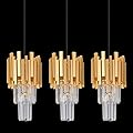 Faibra Gold Crystal Pendant Light Mini Modern Luxury Crystal Pendant Light Perfect for Dining Room, Bedroom, Kitchen, Living Room 3-Pack