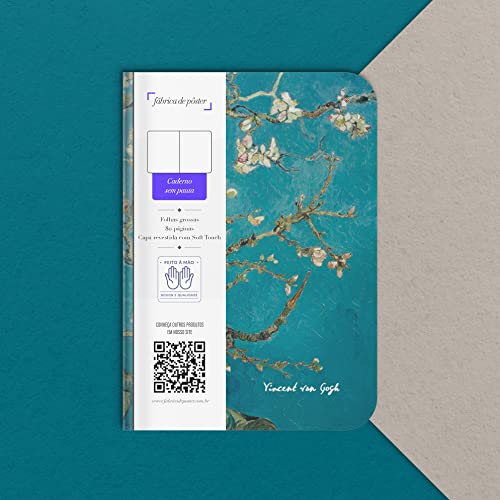 Caderno sem Pauta A5 - Capa Flexível 80 Páginas 20x14cm - Amendoeira em Flor de Van Gogh