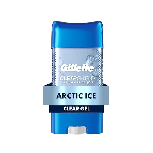 Image of Gillette Antiperspirant and Deodorant for Men, 72hr Instant Sweat & Odor Protection, Long Lasting Freshness & Protection, Anti-White Mark Technology, Clear Gel, Arctic Ice Scent, 3.8 oz