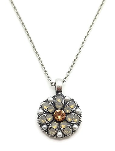 Mariana Champagne & Caviar Silvertone Guardian Angel Necklace Brown & Sand Crystal Mix 3911 #TOP1