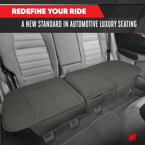 Image of Motor Trend Rear Seat Protector for Cars, SUVs & Trucks - Nappa Leather Bench Cover Protector - Car Seat Cover for Kids, Pets & Baby - Durable Back Seat Protector, Gray Universal Fit Bottom Coverage