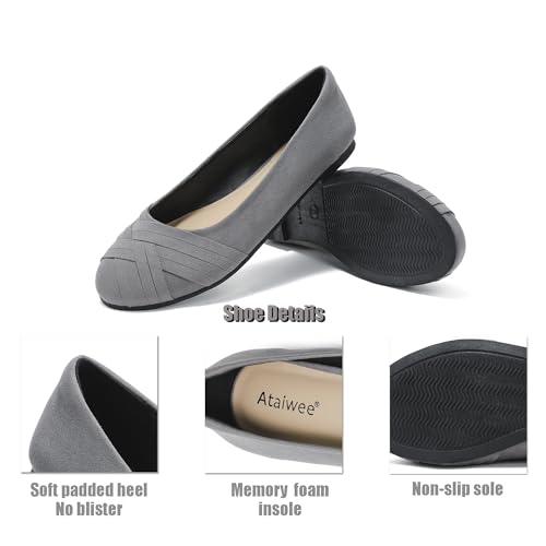 Image of Ataiwee Women's Wide Width Flats Shoes - Casual Comfortable Round Toe Plus Size Ballet Shoes.