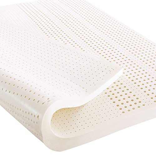 Talatex Natural Latex Mattress Topper, Premium Latex with Organic Mattress Cover, Medium Firmness Help Relief Shoulder & Back Pain (White, Twin XL, 3, Inches)
