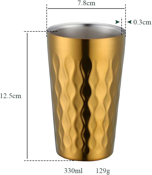 10oz Stainless Steel Cup Set, 6Pcs Double Wall Metal Cup,Vacuum Stackable Insulated Portable Drinking Tumblers Unbreakable Glasses,for Home Outdoor Restaurant(Gold) - Image 3