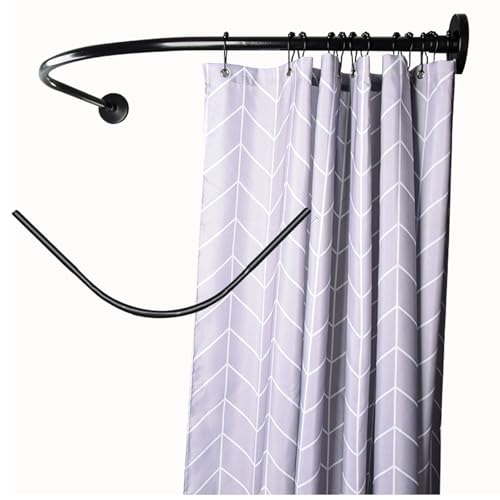 Tringle à rideau de douche en L télescopique et réglable pour angle de baignoire