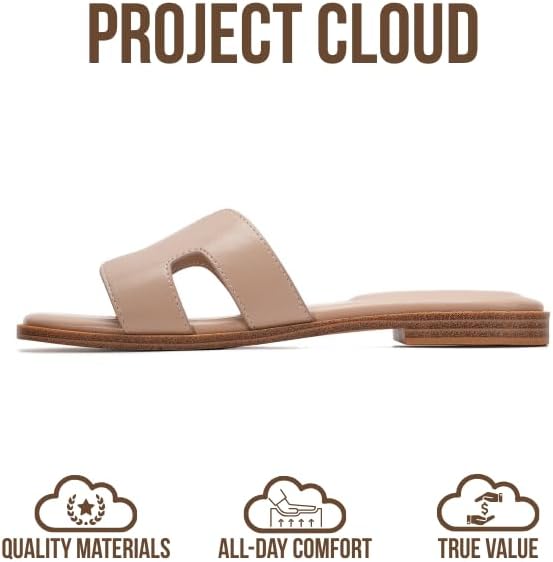 Project Cloud 100% Genuine Leather Sandals for Women 2026 - Fashion Flat Womens Sandals with Memory Foam Insole Slides Sandals Women Footwear - Mules Women's Sandals (Jannel) - Image 3