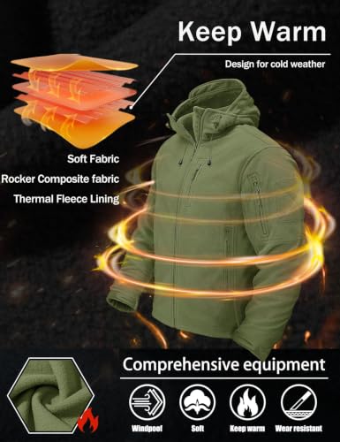 Image of CRYSULLY Men's Tactical Hoodies Jacket Warm Winter Fleece Jacket