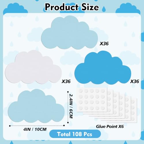 Image of Vuzvuv Blue White Cloud Cutouts Paper for Bulletin Board Decorations